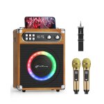 Karaoke complet haut - parleur bluetooth avec 2 microphones sans fil pour le chant machine de karaok� ...