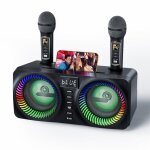 Karaok professionnel complet pour enfants et adultes avec 2 microphones sans fil uhf enceinte bluetooth ...