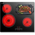 Karinear plaque de cuisson - vitrocramique 4 feux - encastrable - table lectrique 60 cm - 6600w