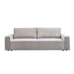 Karlos - canap� 3 places convertible en tissu gris clair