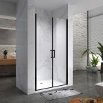 Kaya - black porte de douche battante h 180 largeur r�glable choisir la largeur - 74 - 77 cm verre - ...