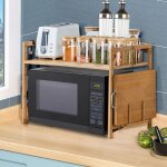 Kedia support pour micro - ondes construction en bambou nan �tag�re de rangement pour cuisine r�sistant ...