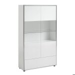 Kenan vitrine 2 portes 1 tiroir laqu blanc brillant.