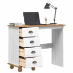 Kenneth@ bureau - 1 personne - table dordinateur - avec tiroir blanc 95x40x75 cm - bois massif en pin ...
