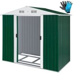 Kesser abri de jardin cabanon en mtal 4. 2m 182x118x186cm avec fondation kit dancrage 2x porte coulissante ...