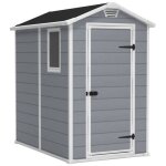 Keter abri de jardin keter manor 46s, abri rsistant aux intempries, gris - 192 x 130 x 198 cm