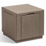 Pouf de rangement - keter - cube cappuccino - impermable - rsistant aux intempries - 42x42x39 cm
