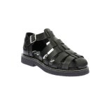 Kickers sandales kick lergo cuir noir femme - talon 2 cm fermeture boucle