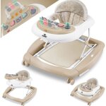 Kidiz 4 - in - 1 baby walker tilting function lounger with wheels light music play area dining table ...