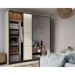 Kimi - armoire - 2 portes coulissantes - led et miroir inclus - 220x221 cm - beige