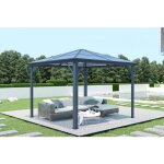 Kiosque de jardin - cazeboo - grace - 300 x 300 cm - gris anthracite - toit polycarbonate