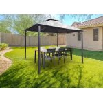 Kiosque de jardin - cazeboo - sao - l. 300 x p. 300 cm - d�perlant - 9m� - toile gris clair - acier