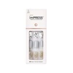 Kiss impress mod�le kim010c lot de 30 ongles autocollants - marbre gris paillettes - pr�ts en quelques ...