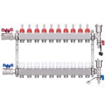 Kit 10 circuits collecteur radiateur distributeur chauffage avec vannes  boisseau sphrique 1 avec purgeur ...