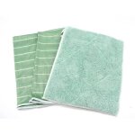 Kit de 2 chiffons microfibres en bambou et 1 lavette double face en bambou lavable pour tout nettoyer ...