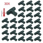 Kit 30 clips t pour grillage mural aimoonsa ? 30 chevilles + 30 vis pour fil 2?3 mm noir