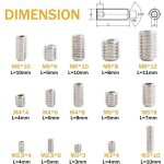 Kit 300pcs m2. 5 m3 m4 m5 m6 m8 vis sans t�te hexagonaleset assortiment kit de acier inoxydable douille ...