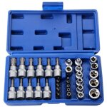 Kit de douilles e - torx - yyv - 34 pi�ces - embouts m�les et femelles - bo�te de rangement - acier
