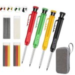 Kit 4 crayons charpentier trou profond - 24 mines 2. 8mm - porte mine chantier taille - crayon - marqueur ...