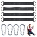 Kit 4 sangles de suspension pour balan�oire avec 4 mousquetons et anneaux en d ? polyester charge 150 ...