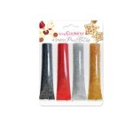 Kit de 4 stylos paillets - noir rouge gris dor