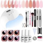 Kit de 40w uv led lampe vernis semi permanent lot 6 vernis  ongles nude naturelle jelly transparent ...