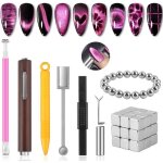 Kit de 54 aimants pour ongles ?il de chat stylo magntique 3 en 1 pour nail art vernis gel ?il de chat ...