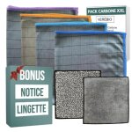 Kit 6 chiffon microfibre de carbone xxl + lavette magique lavable offerte
