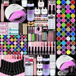 Kit acrylique ongles avec 180w uv / led lampe / base&top coatkit ongle gel uv complet debutant - 9 couleurs ...