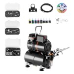 Kit arographe avec compresseur d?air 1 / 6 hp et rservoir - duoku - compresseur professionnel  double ...