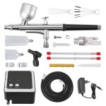 Kit arographe avec compresseur dair 36psi double action avec 3 buses de 02 03 et 05 mm pour miniatures ...