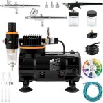 Arographe professionnel - duoku - double action - compresseur inclus - 120w - noir