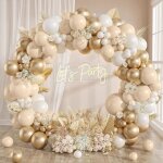 Kit arche ballon anniversaire arche a ballon blanc ivoire ballons or tendre orange pour decoration anniversair ...