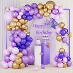 Kit arche ballon violet or 110 pices arche ballons anniversaire dor lilas ballon pastel ballons violet ...