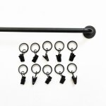 Kit de barre adhsive noir industriel tringle pour voilage et rideaux de fentre avec 10 anneaux  pinces ...
