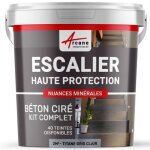 Béton ciré escalier - kit complet primaire et vernis de finition - en neuf ou rénovation 2 m² (en 2 couches) ... Béton ciré escalier - kit complet primaire et vernis de finition - en neuf ou rénovation 2 m² (en 2 couches) ...