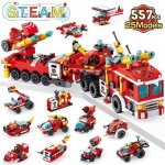 Kit de blocs de construction - amoune - camions de pompiers - 557 pices - plastique - enfant - garon ...