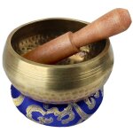 Kit de bol chantant tibtain avec coussin et maillet - diam 10 cm - bleu fonc - vivezen