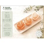 Kit bougies - graine creative - trio fleurs rose - 120g cire colza - 10ml senteurs - mixte