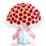 Kit de bouquet de roses diy - 99 roses artificielles - vase blanc - lumires led - dcoration romantique ...