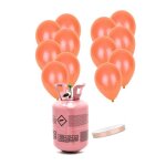 Kit bouteille dhlium avec 12 ballons pche et ruban - orange