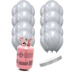 Kit bouteille dhlium avec 24 ballons argents et ruban - argent