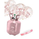 Kit bouteille dhélium avec 6 ballons transparents à confettis et ruban satin Kit bouteille dhélium avec 6 ballons transparents à confettis et ruban satin