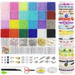 Kit de fabrication de bracelets avec 16800 perles de verre (24 couleurs 2 mm) perles fines pour taille ...