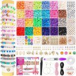 Kit de fabrication de bracelets de perles en argile 5 800 pièces 24 couleurs perles plates preppy pour ... Kit de fabrication de bracelets de perles en argile 5 800 pièces 24 couleurs perles plates preppy pour ...