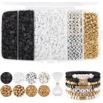 Kit de fabrication de bracelets en perles dargile blanche et noire perles heishi en argile polymre pour ...