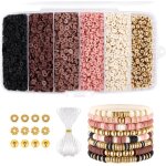 Kit de fabrication de bracelets en perles dargile marron perles heishi perles en argile polym�re pour ...