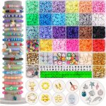 Kit de fabrication de bracelets en perles dargile (6100 pices) 24 couleurs perles platescration de ...