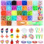 Kit de bricolage lot de 2500 rubans compartiments en caoutchouc pour bracelets diy perles breloques crochets ...