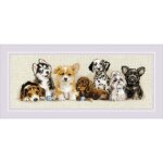 Kit de broderie chiots riolis - point de croix 40x15cm